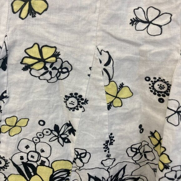 JM Collection 100%‎ Linen Midi Skirt Size 18 White Floral A-Line Western Summer - Picture 7 of 8